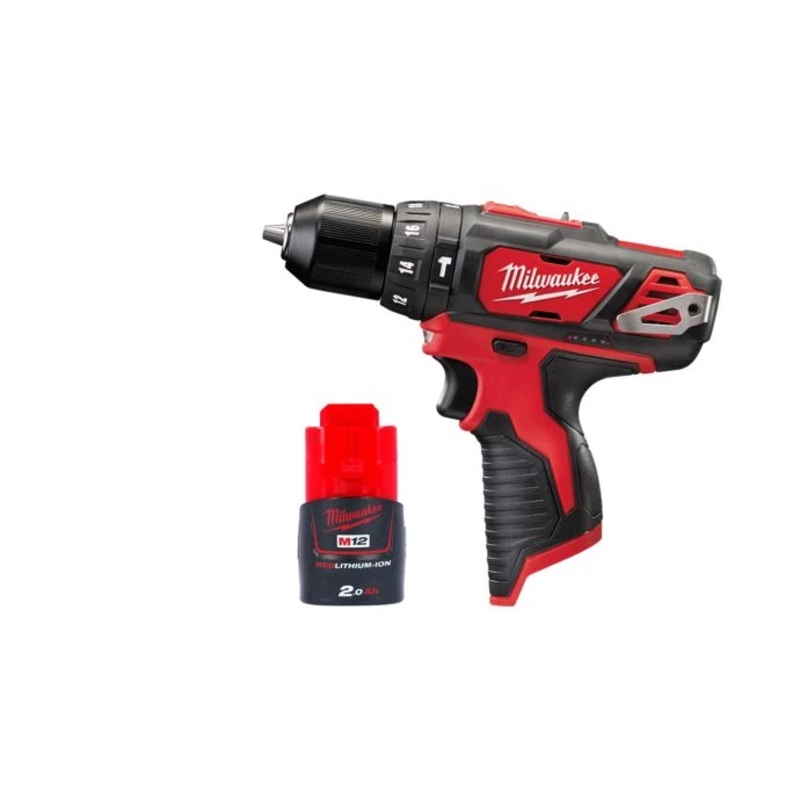 Milwaukee M12BPD 12V Cordless 10mm Compact Combi Hammer Drill With 1 x 2.0Ah Battery
