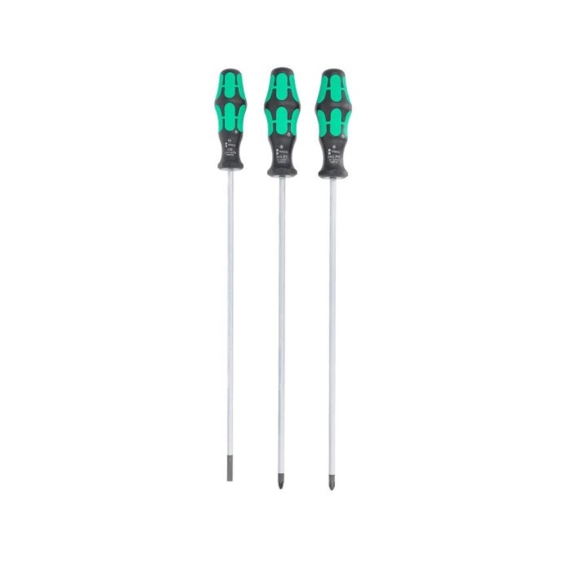 Wera WER347735 3 piece Kraftform Plus Long Screwdriver Set PZ2 / PH2 / SL  – 05347735002