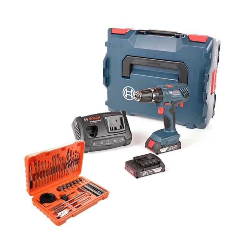 Bosch GSB18V-21 Combi Drill + 56Pcs Drill & Screwdriver Bit