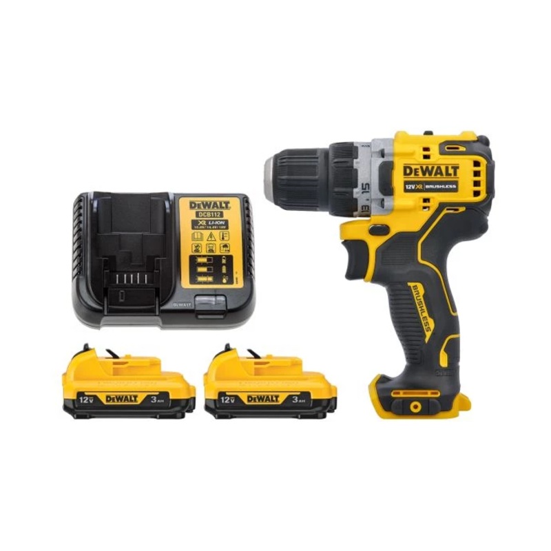 DeWalt DCD701 10.8V / 12V XR Cordless Brushless Sub-Compact Drill Driver With 2 x 3.0Ah Batteries & Charger