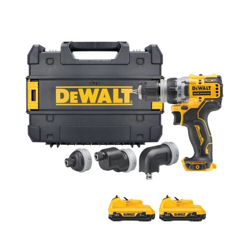 Dewalt DCD703NT 12V XR Brushless Multi-Head Drill Driver With 2 x 3.0Ah Batteries & Case