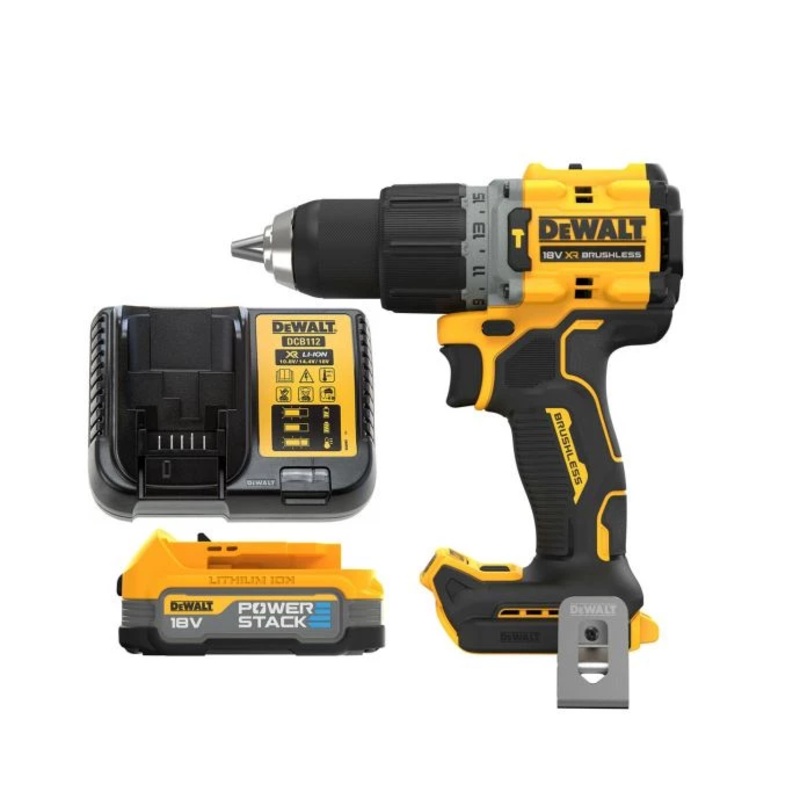 DeWalt DCD805 18V Brushless Powerstack Combi Drill with 1 x 1.7Ah Battery & Charger