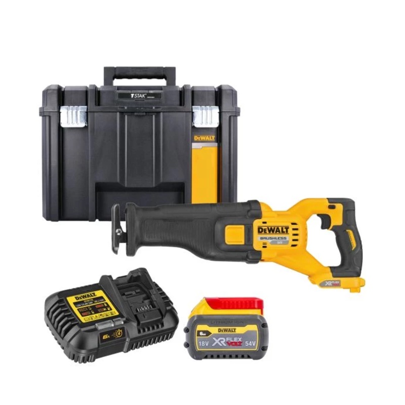DeWalt DCS389 54V Cordless Brushless FlexVolt Reciprocating Saw With 1 x 6.0Ah Battery, Charger & TSTAK VI Case