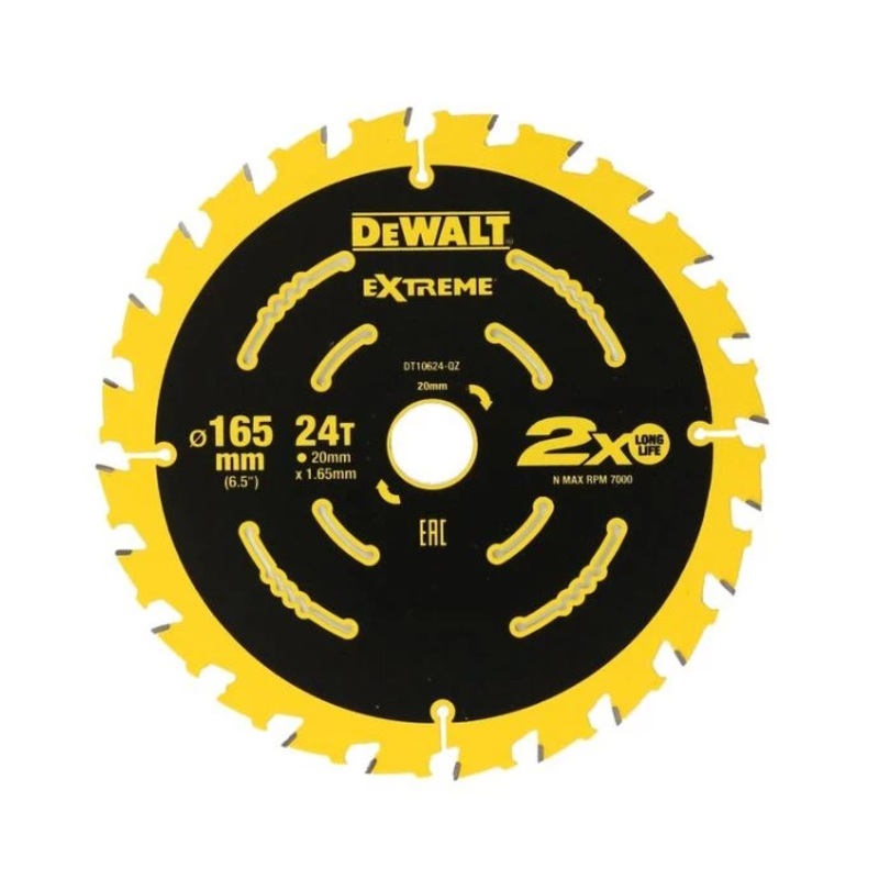 DeWalt DT10624-QZ Extreme Saw Blade – 165mm x 20mm x 24 Teeth