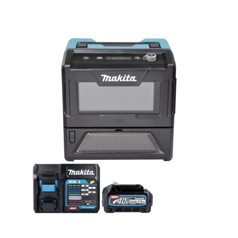 Makita Microwave MW001GZ 40V Max XGT Cordless 8L 500W With 1 x 2.5Ah Battery & Charger