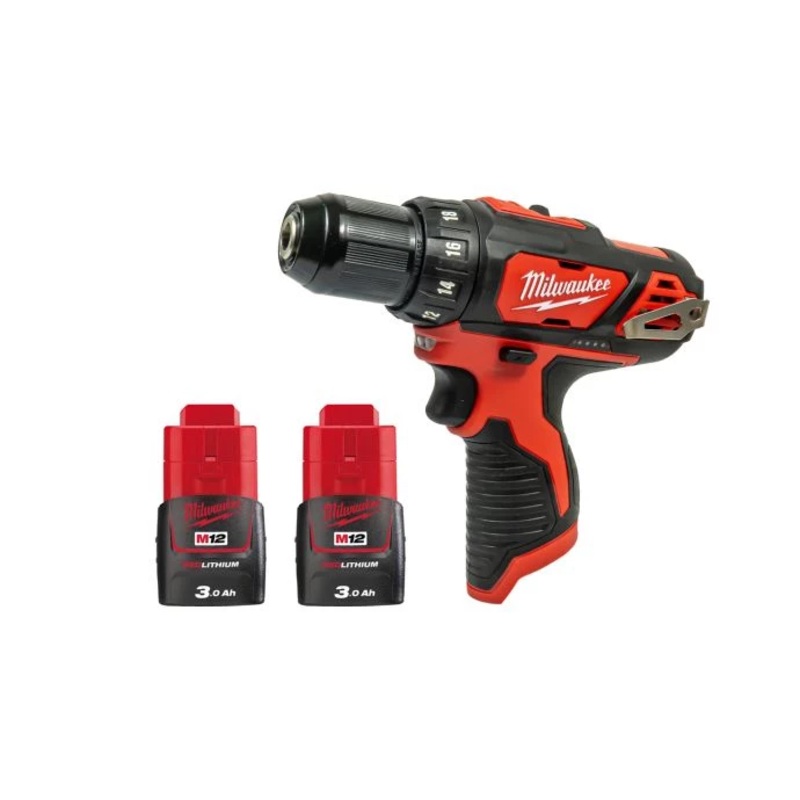 Milwaukee M12BDD 12V Cordless Sub Compact Drill Driver With 2 x 3.0Ah Batteries