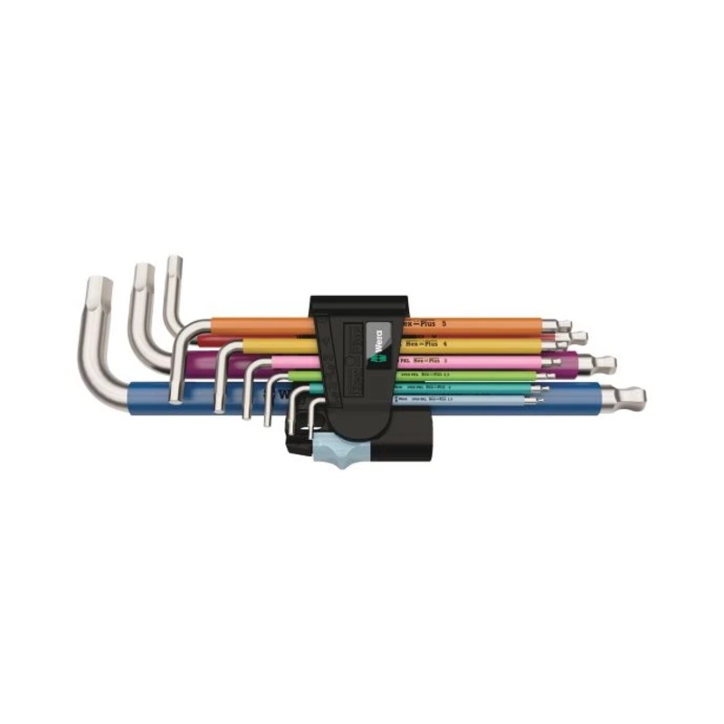 Wera 05022669001 3950 SPKL/9 SM 9 Piece Multi-Colour Allen Keys Set