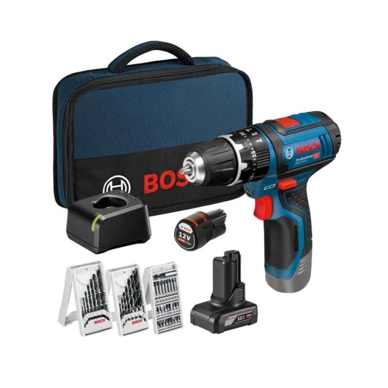 Bosch GSB 12V-15 (1 X 2.0Ah, 1 x 4.0Ah, GAL 12V-20, 39AC, Tool Bag) – 06019B697K