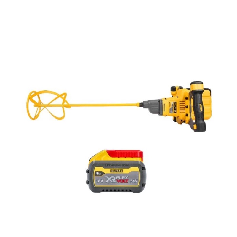DeWalt DCD240 54V XR Brushless Cordless FlexVolt Plaster Paddle Mixer With 1 x 9.0Ah Battery