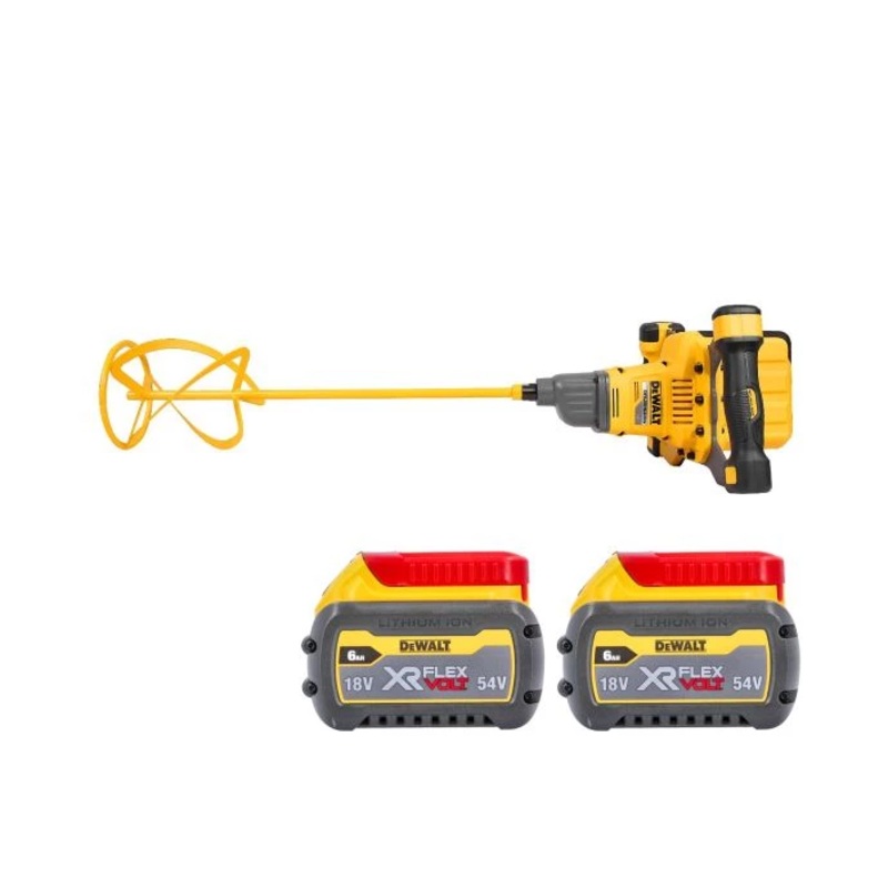 DeWalt DCD240 54V XR Brushless Cordless FlexVolt Plaster Paddle Mixer With 2 x 6.0Ah Batteries