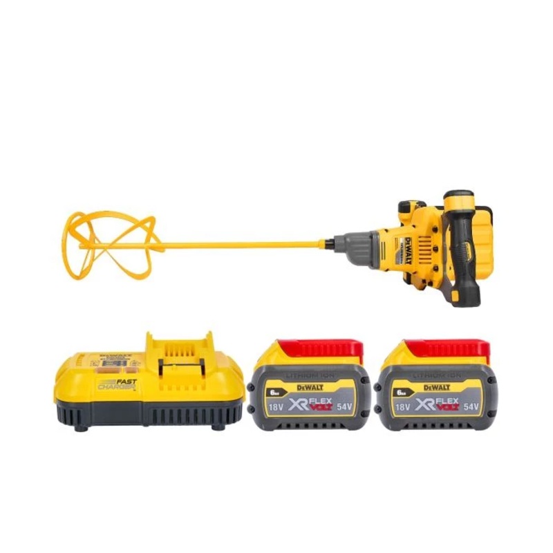 DeWalt DCD240 54V XR Brushless Cordless FlexVolt Plaster Paddle Mixer With 2 x 6.0Ah Batteries & Charger