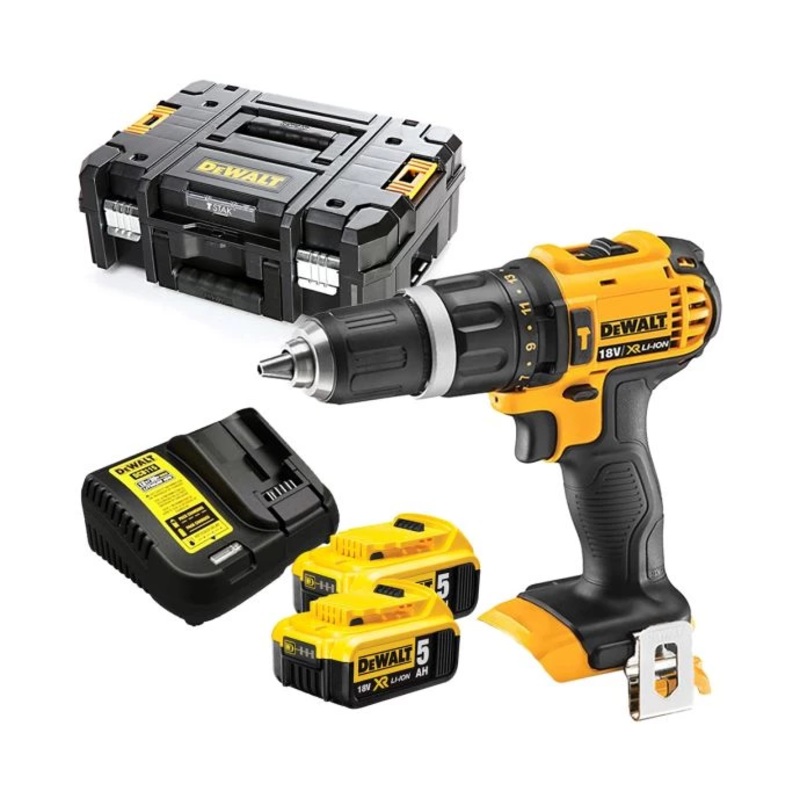 Dewalt DCD785 18V XR 2-Speed Combi Drill With 2 x 5.0Ah Batteries, Charger & Case