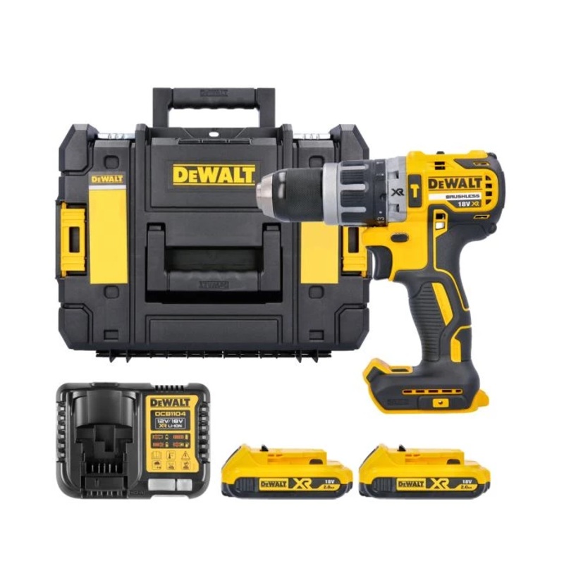 DeWalt DCD796 18V XR Brushless Combi Drill With 2 x 2.0Ah Batteries, Charger & DWST1-70703 Case
