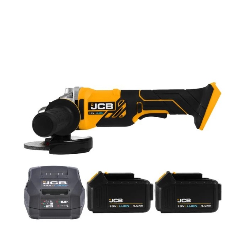 JCB 21-18AG-B 18V Li-ion 4.5″ Cordless Angle Grinder 115mm With 2 x 4.0Ah Batteries & Charger