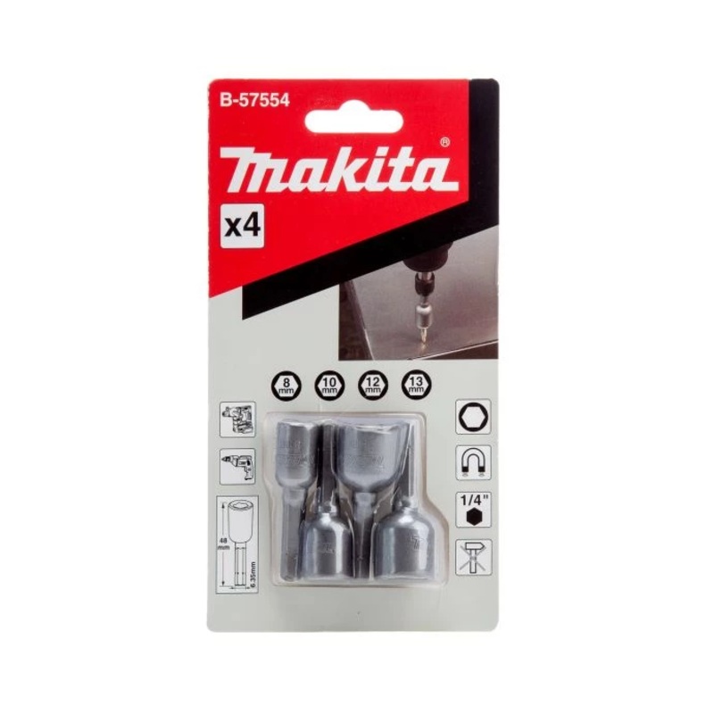 Makita B-57554 4 Piece Magnetic Nut Setter Set