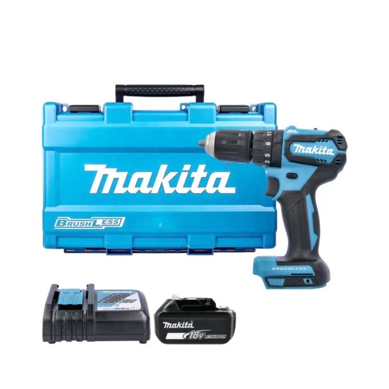 Makita DHP483ZJ 18V LXT Cordless Brushless 2-Speed Combi Drill With 1 x 5.0Ah Battery, DC18RC Charger & Carry Case