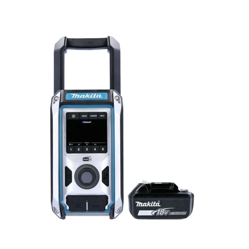 Makita Radio DMR115 10.8V/18V CXT/LXT Cordless/AC FM/DAB/DAB+ Jobsite With AUX, USB & Bluetooth With 1 x 3.0Ah Battery