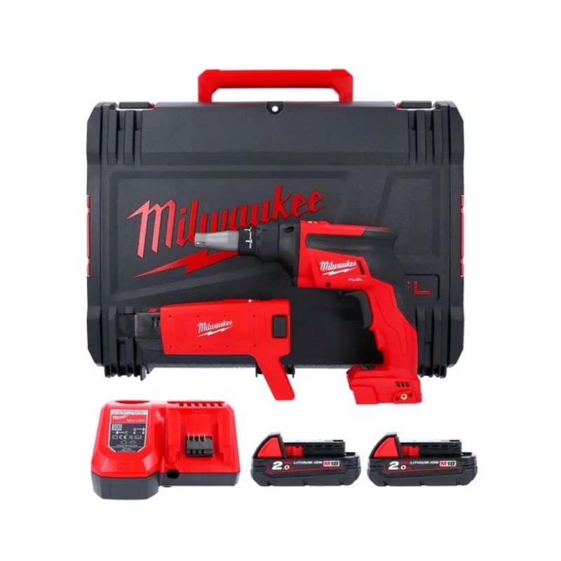 Milwaukee M18FSGC 18V Fuel Drywall Screwgun With 2 x 2.0Ah Batteries, Charger & Case