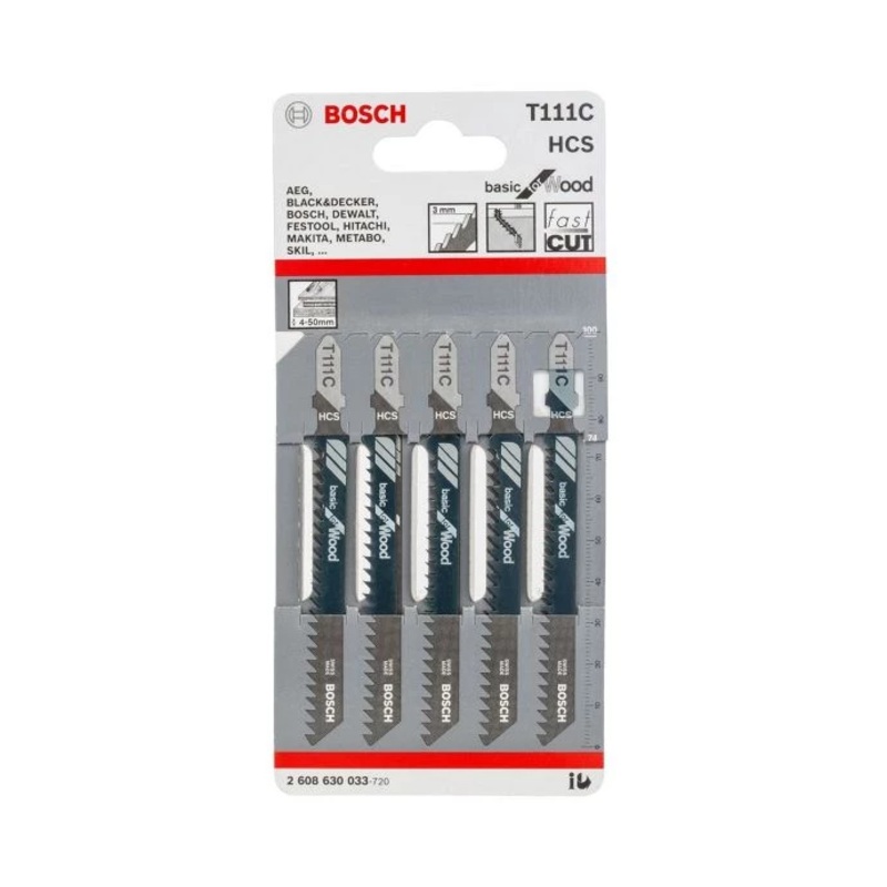 Bosch 2608630033 T111C 5 Piece Basic for Wood Jigsaw Blades