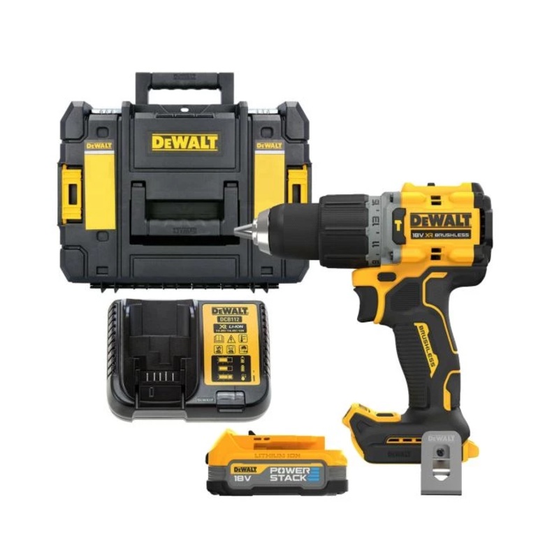 DeWalt DCD805 18V Brushless Powerstack Combi Drill With 1 x 1.7Ah Battery, Charger & Case