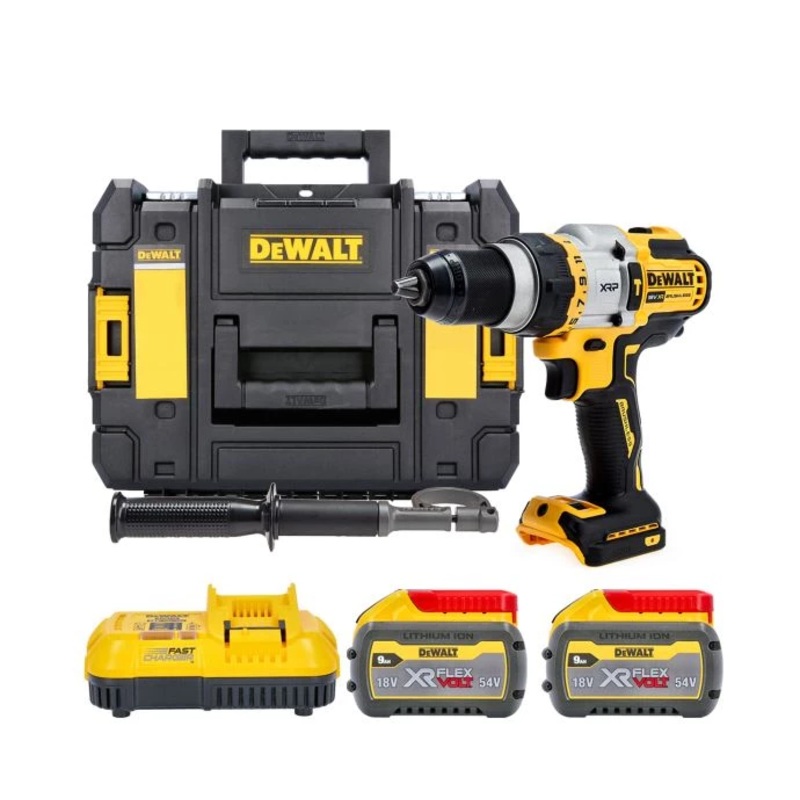 DeWalt DCD999NT 18V XR Cordless Brushless FlexVolt Advantage High Power Combi Drill With 2 x 9.0Ah Batteries, Charger & TSTAK Case