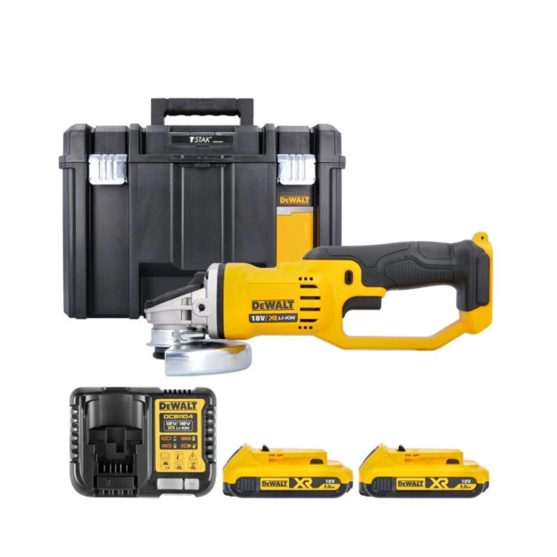 DeWalt DCG412 18V XR 125mm Cordless Angle Grinder With 2 x 2.0Ah Batteries, Charger & Case