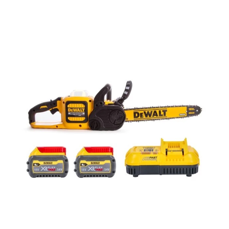 DeWalt DCM575 54V XR Cordless Brushless FlexVolt Chainsaw With 2 x 6.0Ah Batteries & Charger
