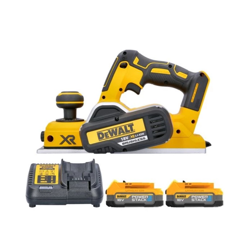 DeWalt DCP580 18V XR Cordless Brushless Planer With 2 x 1.7Ah Powerstack Batteries & Charger