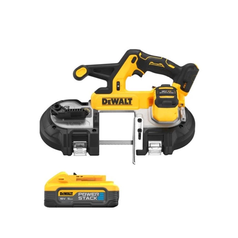 DeWalt DCS378N 18V XR Cordless Brushless Mid Sized Band Saw With 1 x 5.0Ah Powerstack Battery