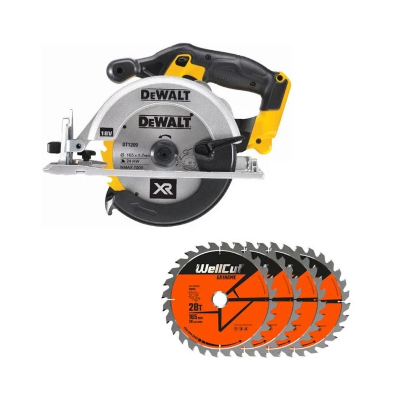 DeWalt DCS391 18V XR li-ion 165mm Circular Saw With 4 Extra 28 Teeth Wood Blade