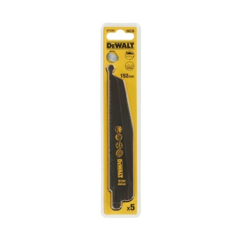 Dewalt DT2362-QZ 5 Pieces HCS Reciprocating Blade for Wood, Fast Cuts 152mm x 6 TPI