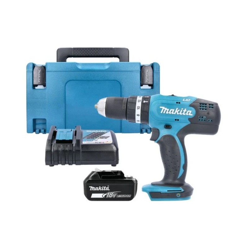 Makita DHP453Z 18V LXT Cordless 1/2″ 2-Speed Keyless chuck Max 42Nm Combi Drill With 1 x 5Ah Battery, Charger & Case