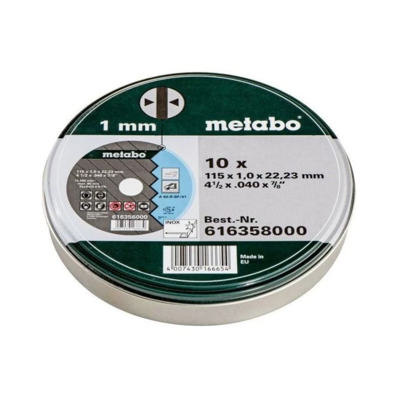 Metabo 616358000 Inox Cutting Discs 115x1x22.23mm Pack of 10
