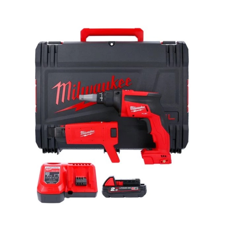 Milwaukee M18FSGC 18V Fuel Drywall Screwgun With 1 x 2.0Ah Battery, Charger & Case