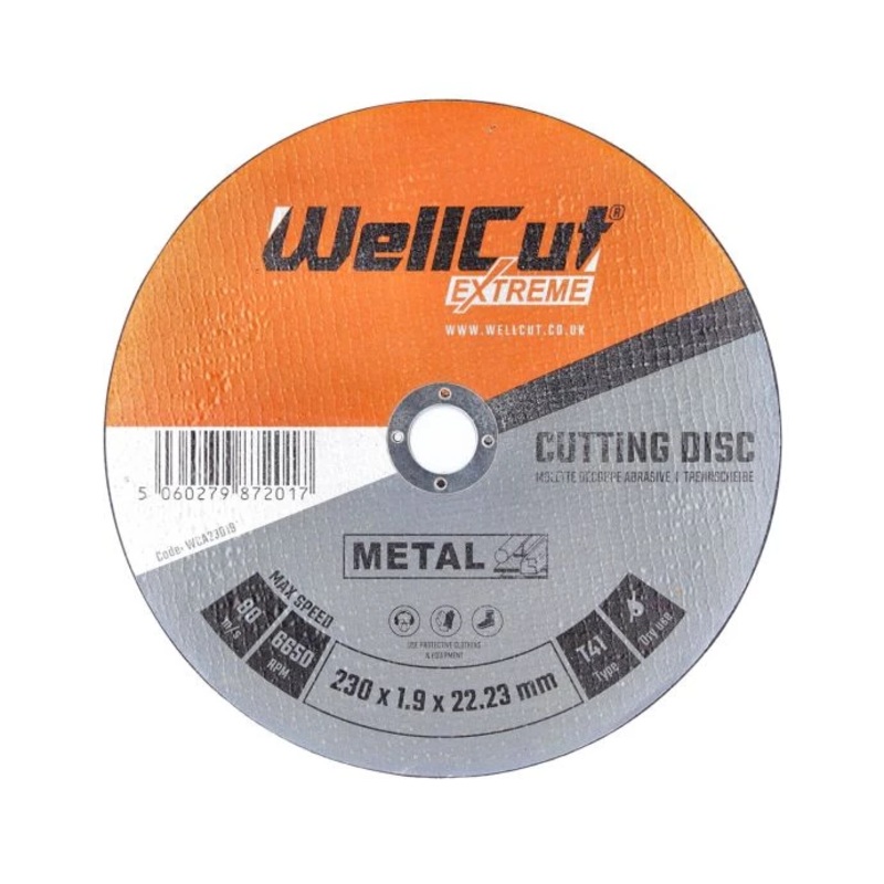 WellCut Metal Cutting Disc 230mm x 22.23mm Angle Grinder Cutting Wheel for Metal Stainless Steel Aluminium