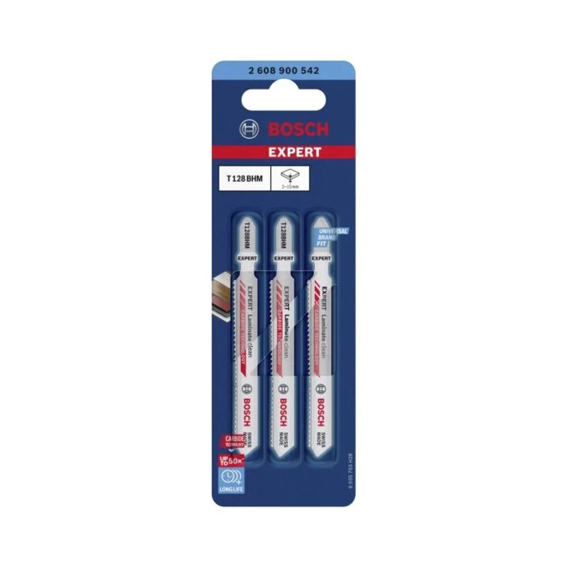 Bosch T128BHM Laminate Clean Expert Carbide Jigsaw Blades Pack of 3 – 2608900542