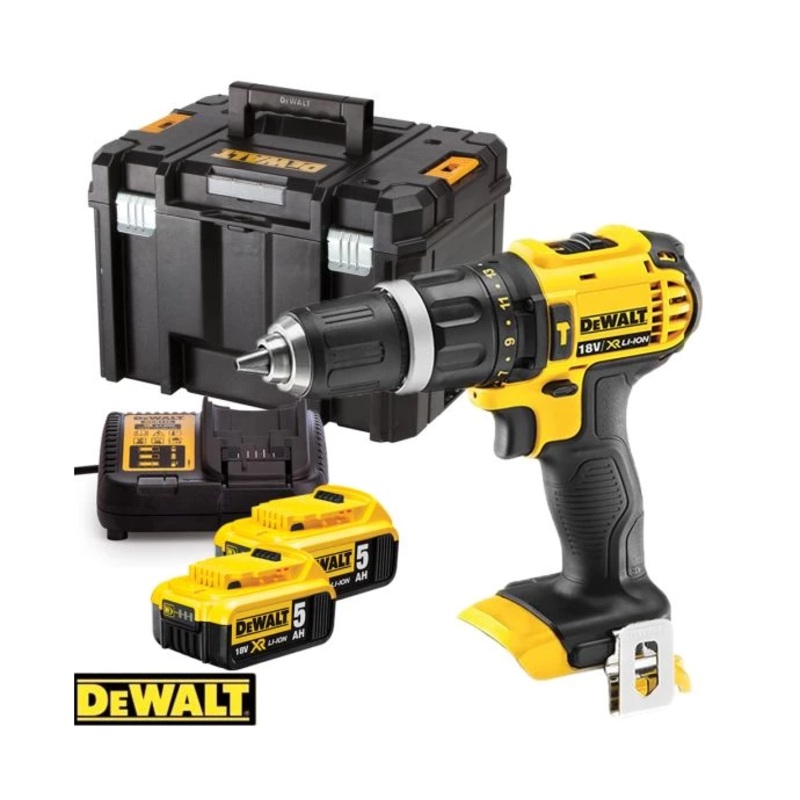 Dewalt DCD785N 18V XR Combi Drill With 2 x 5Ah Batteries, Charger & T-Stack Case
