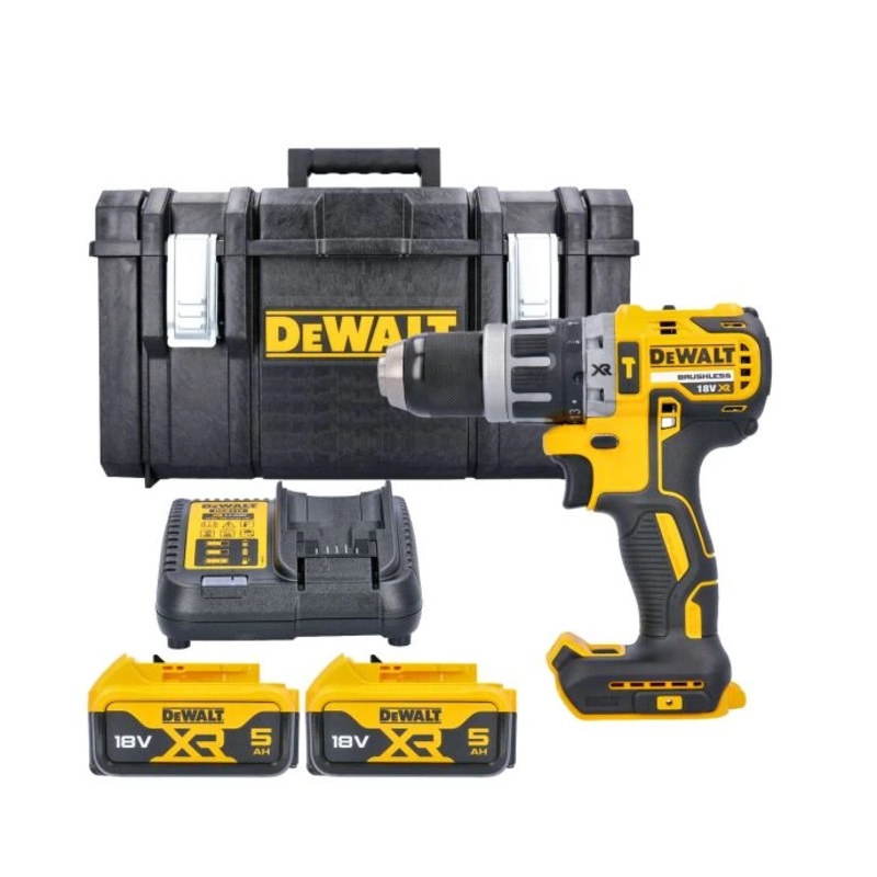 DeWalt DCD796N 18V XR Cordless Brushless Combi Drill With 2 x 5.0Ah Batteries, Charger & DS300 Case
