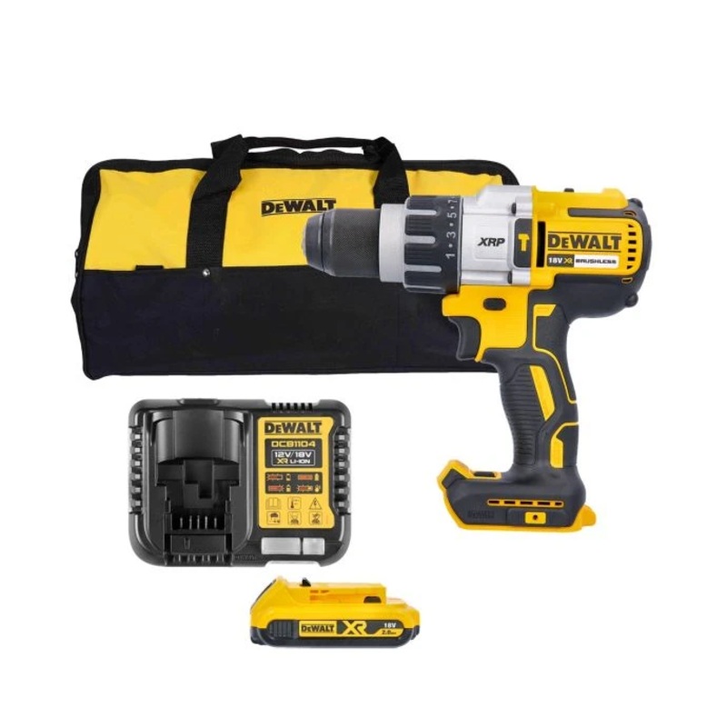DeWalt DCD996N 18V Cordless XRP 3 Speed Brushless Hammer Combi Drill With 2 x 4Ah Batteries, Charger & Bag