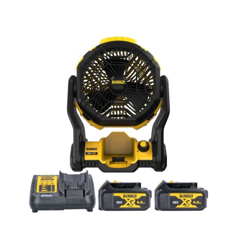 DeWalt DCE512 18V XR Cordless Portable 180 Jobsite Fan With 2 x 4.0 Ah Batteries & Charger