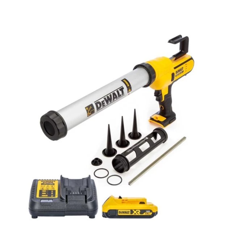 Dewalt DCE581 18V XR Cordless 300-600ml Caulking Gun With 1 x 2.0Ah Battery & Charger