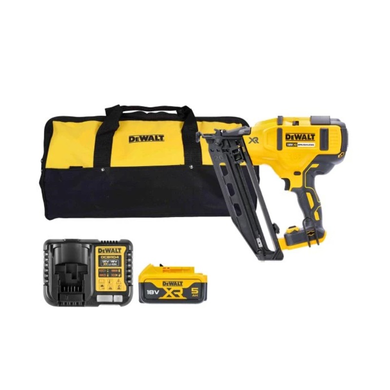 DeWalt DCN660 18V XR Brushless 60mm Second Fix Finishing Nailer With 1 x 5.0Ah Battery, Charger & Tool Bag