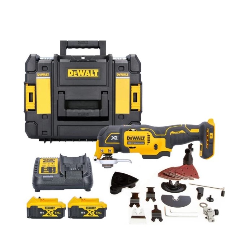 DeWalt DCS356P2 18V XR Cordless Brushless 3-Speed Oscillating Multi Tool With 2 x 5.0Ah Batteries, Charger & TStak Case
