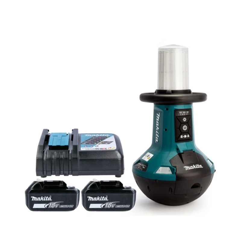 Makita Area Worklight DML810/2 14.4V/18V LXT Cordless/AC For Connecting Multiple Units Together 240V 5500 Lumen With 2 x 3.0Ah Batteries & Charger