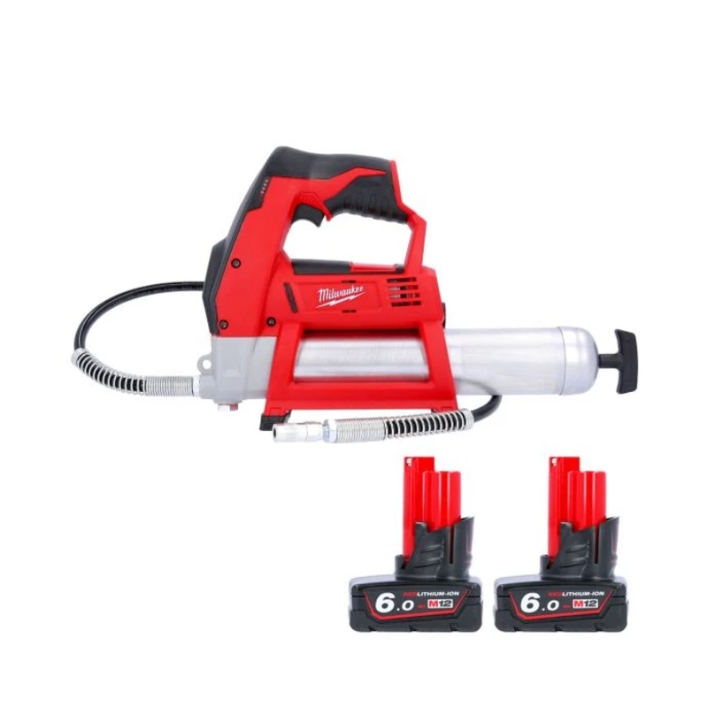 Milwaukee M12GG 12V Cordless Grease Gun With 2 x 6.0Ah Batteries