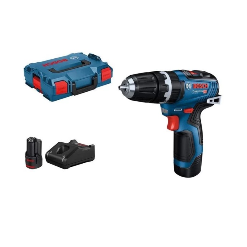 Bosch GSB 12V-35 Combi Drill, Kit, 2 x 3Ah, GAL 12V-40, L-BOXX – 06019J9070