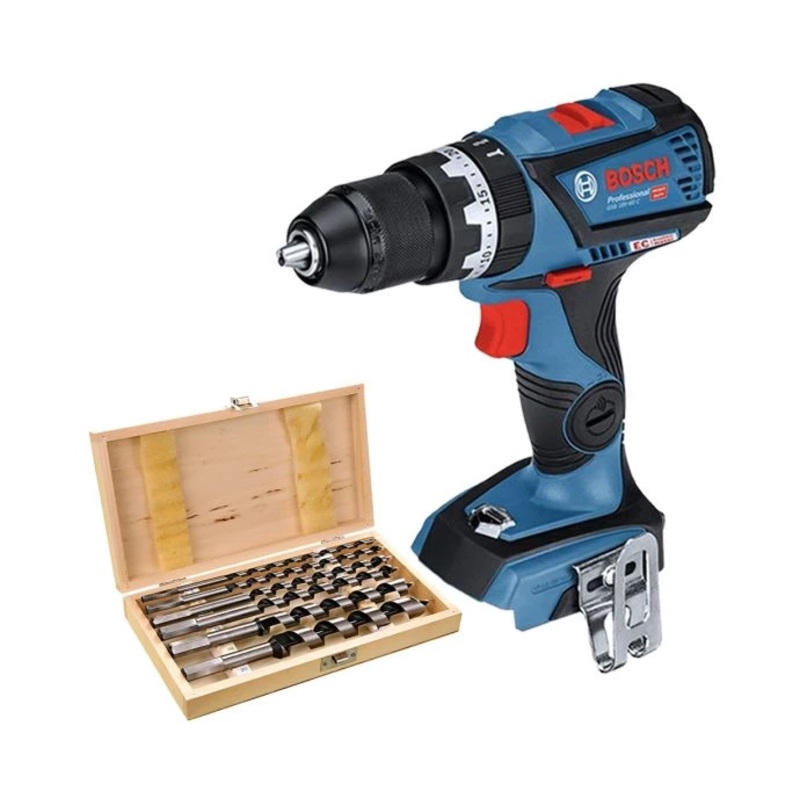 Bosch GSB18V-60 Combi Drill + 6 Piece Auger Drill Bit Set