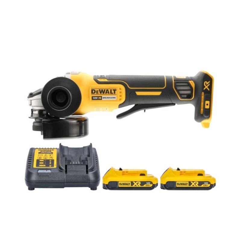DeWalt DCG406 18V XR Cordless Brushless 125mm Angle Grinder With 2 x 2.0Ah Batteries & Charger