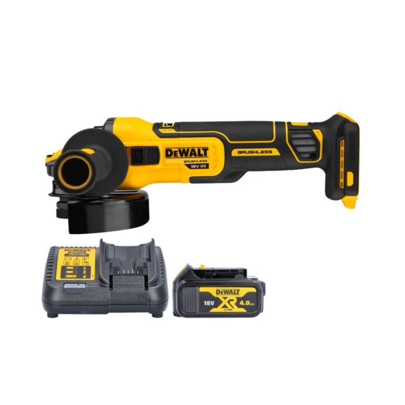 DeWalt DCG409 18V XR Brushless Flexvolt Advantage 125mm Angle Grinder With 1 x 4.0Ah Battery & Charger