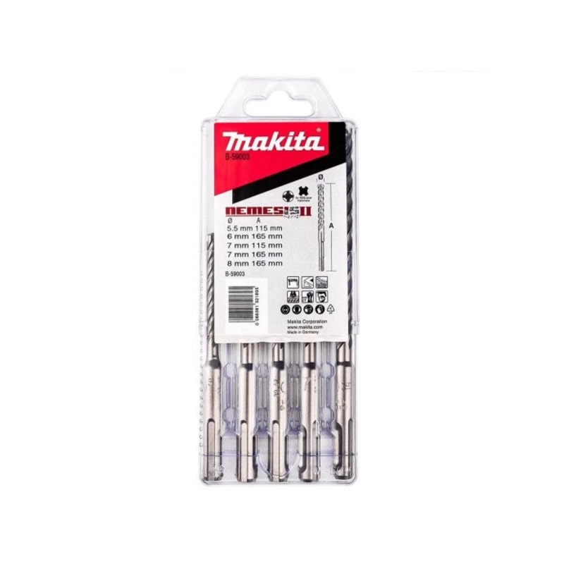 Makita B-59003 5 Piece Nemesis II SDS Plus Drill Bit Set